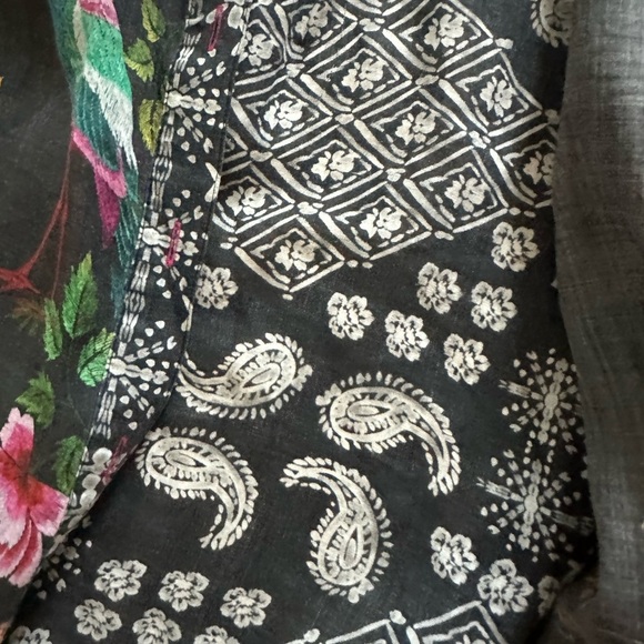 Johnny Was Mixup Oversized Black Shirt Blouse Birds Embroidered (T2) - Picture 8 of 10